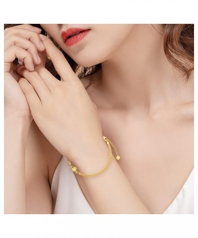 18K Real Gold Bracelets for Women, Delicate Gold Italian Link Chain bracelets Jewelry Anniversary Birthday Gifts for Mom, Wif...