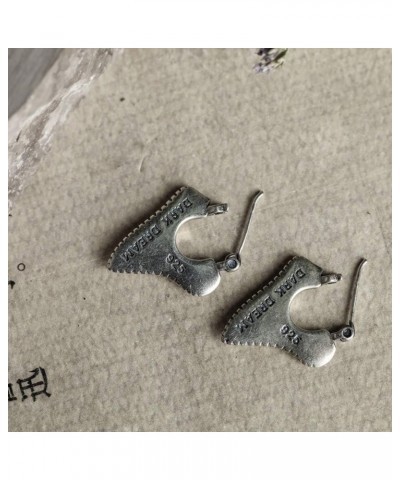 925 Sterling Silver Earrings Women's Vintage Accessories Large Version of Exaggerated Zigzag Shark Teeth Studs Personality Fa...