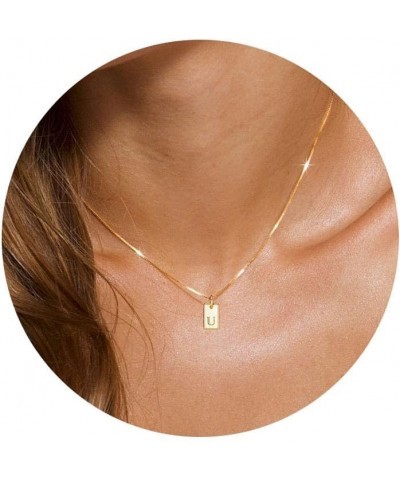 Gold Initial Necklaces for Women, Dainty Trendy Gold Letter Necklace 14k Gold Pendant Necklace Cute Choker Necklace Simple Pe...