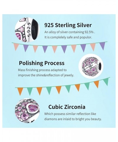 925 Sterling Silver Birthstone Charm Bead for Charm Bracelets and Necklaces with 5A Cubic Zirconia Love Heart Birthday Mother...