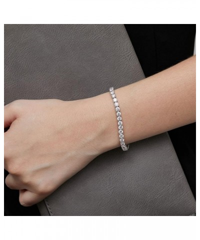 Tennis Bracelets for Women, Rhodium Plated Sterling Silver Round Cut Simulated Diamond Cubic Zirconia Tennis Bracelet, Size 6...