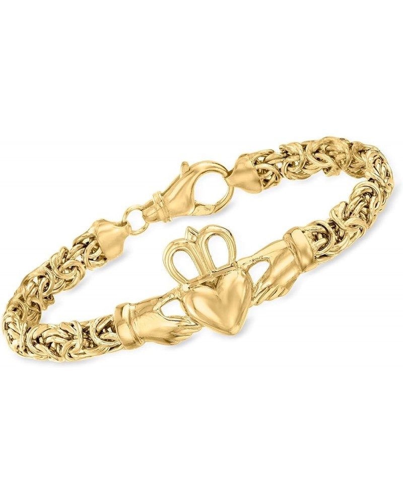 18kt Gold Over Sterling Claddagh Byzantine Bracelet 7.0 Inches $47.12 Bracelets