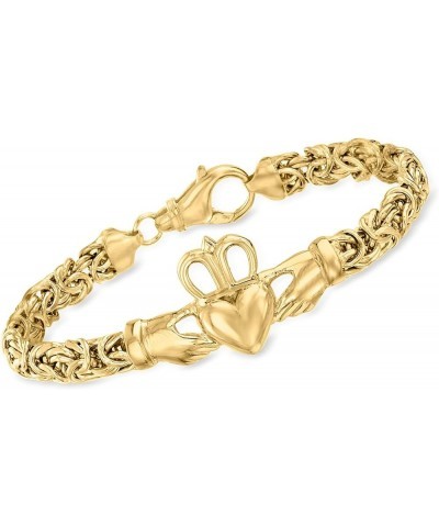 18kt Gold Over Sterling Claddagh Byzantine Bracelet 7.0 Inches $47.12 Bracelets