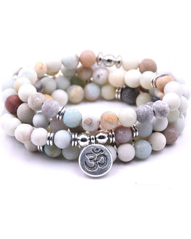 Lotus, OM, Buddha, Tree of Life, Evil Eye, Moon Charm 108 Mala Beads Amazonite Meditation Bracelet Necklace OM $8.66 Bracelets