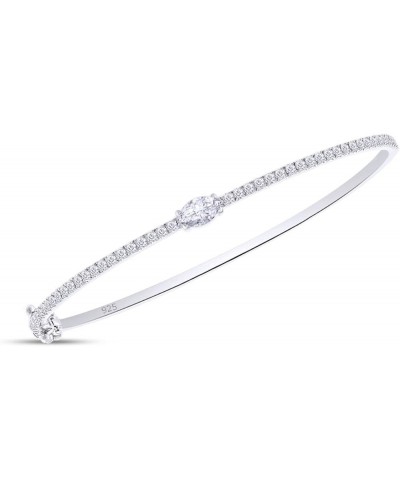 1 1/3 To 1 2/3 CT Marquise & Round Cut Lab Created Moissanite Diamond Tennis Bangl Bracelet For Women In 14K Gold Over Sterli...