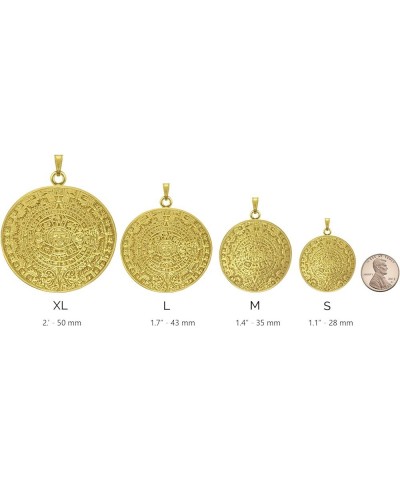 Historical Jewelry Collection, 24k Gold Plated Pre-Columbian Aztec/Mayan Solar Calendar Pendant Necklaces XL 2" Aztec Solar C...