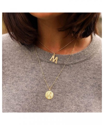 Small Bamboo Initial Letter Pendant Necklace 18K Gold Plated Choker Necklaces for Women 14-16 Inch Adjustable Y $11.27 Necklaces