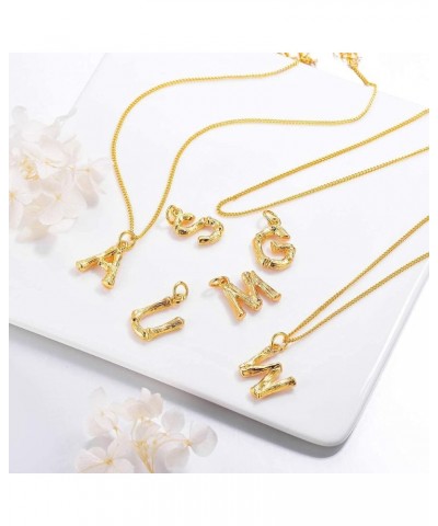 Small Bamboo Initial Letter Pendant Necklace 18K Gold Plated Choker Necklaces for Women 14-16 Inch Adjustable Y $11.27 Necklaces