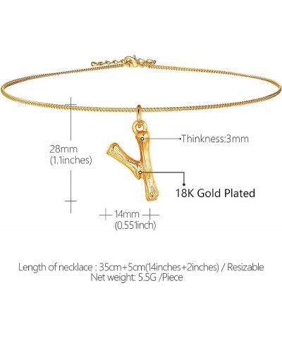 Small Bamboo Initial Letter Pendant Necklace 18K Gold Plated Choker Necklaces for Women 14-16 Inch Adjustable Y $11.27 Necklaces