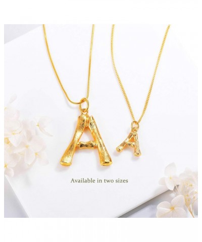 Small Bamboo Initial Letter Pendant Necklace 18K Gold Plated Choker Necklaces for Women 14-16 Inch Adjustable Y $11.27 Necklaces