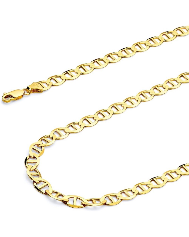 14K Solid Gold Flat Mariner Chains (Select Options) 8.5 Inches Yellow Gold $517.50 Necklaces