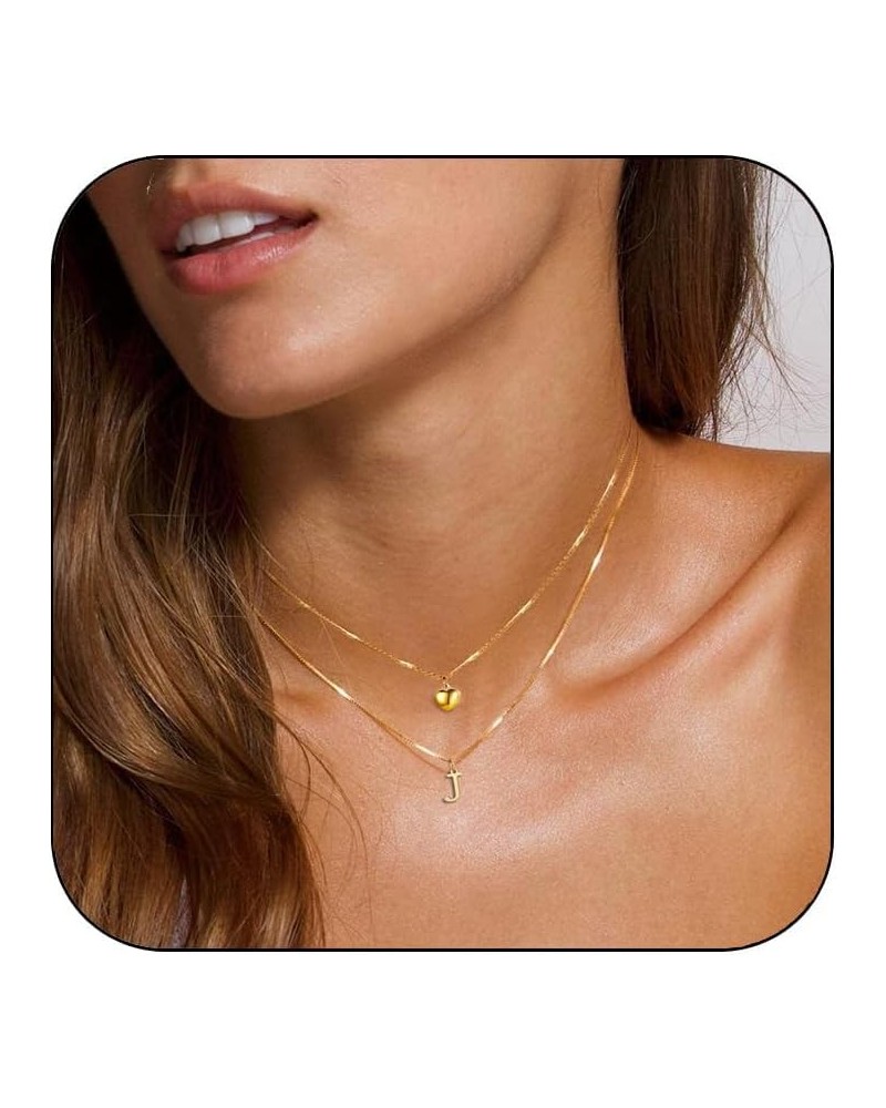 Gold Initial Necklaces for Women Trendy, Dainty 14K Gold Plated Layered Initial Necklace Cute Heart Pendant Choker Necklace S...