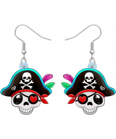 Halloween Acrylic Novelty Pirate Skull Earrings Dangle Drop Jewelry Gifts for Women Girls Charms Party Favors White F $8.39 E...