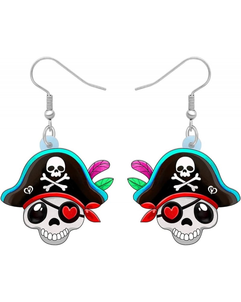 Halloween Acrylic Novelty Pirate Skull Earrings Dangle Drop Jewelry Gifts for Women Girls Charms Party Favors White F $8.39 E...