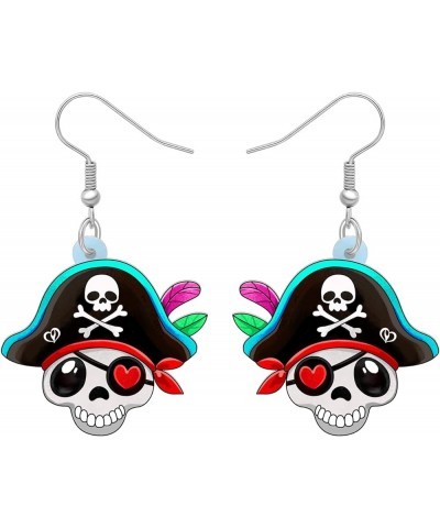 Halloween Acrylic Novelty Pirate Skull Earrings Dangle Drop Jewelry Gifts for Women Girls Charms Party Favors White F $8.39 E...