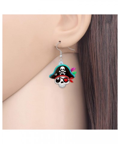 Halloween Acrylic Novelty Pirate Skull Earrings Dangle Drop Jewelry Gifts for Women Girls Charms Party Favors White F $8.39 E...