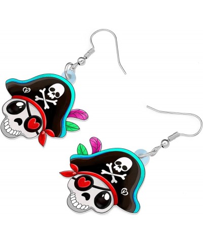 Halloween Acrylic Novelty Pirate Skull Earrings Dangle Drop Jewelry Gifts for Women Girls Charms Party Favors White F $8.39 E...