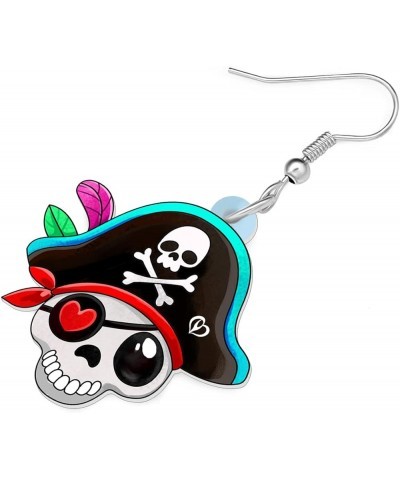 Halloween Acrylic Novelty Pirate Skull Earrings Dangle Drop Jewelry Gifts for Women Girls Charms Party Favors White F $8.39 E...