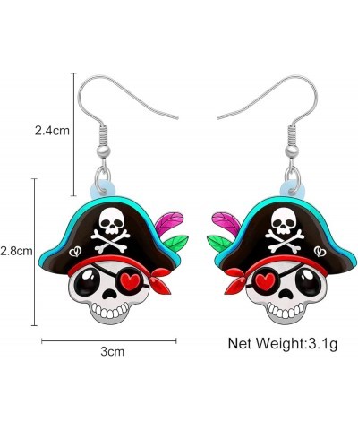 Halloween Acrylic Novelty Pirate Skull Earrings Dangle Drop Jewelry Gifts for Women Girls Charms Party Favors White F $8.39 E...