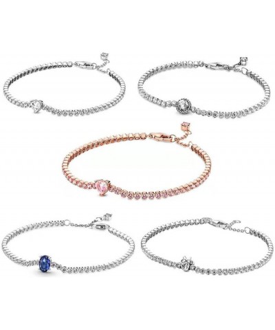 Dazzling Rose Gold Heart Shaped Adjustable Tennis Bracelets Versatile Jewelry for Women Girls type1 $9.18 Bracelets