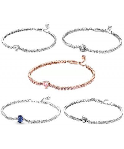 Dazzling Rose Gold Heart Shaped Adjustable Tennis Bracelets Versatile Jewelry for Women Girls type1 $9.18 Bracelets