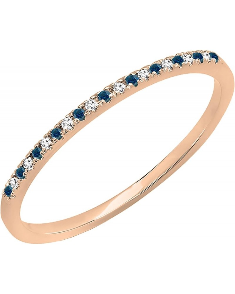 0.08 Carat (ctw) Alternate Round Blue & White Diamond Dainty Stackable Wedding Band for Her in 10K Gold 7 Rose Gold $79.25 Br...