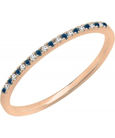 0.08 Carat (ctw) Alternate Round Blue & White Diamond Dainty Stackable Wedding Band for Her in 10K Gold 7 Rose Gold $79.25 Br...