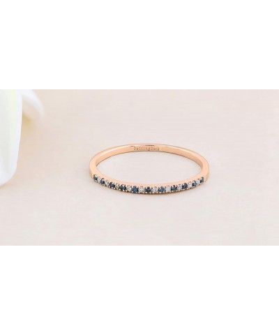 0.08 Carat (ctw) Alternate Round Blue & White Diamond Dainty Stackable Wedding Band for Her in 10K Gold 7 Rose Gold $79.25 Br...