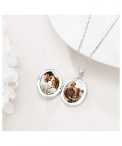 Photo Locket Necklace Sterling Silver Picture Pendant Jewelry Gift for Women Girls $34.79 Necklaces