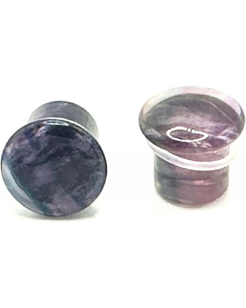 Pair of Rainbow Fluorite Single Flare Stone Ear Plugs Silicone O-Ring Expander Gauges 0ga - 1 inch E618 1/2 Inch(12mm) $13.68...