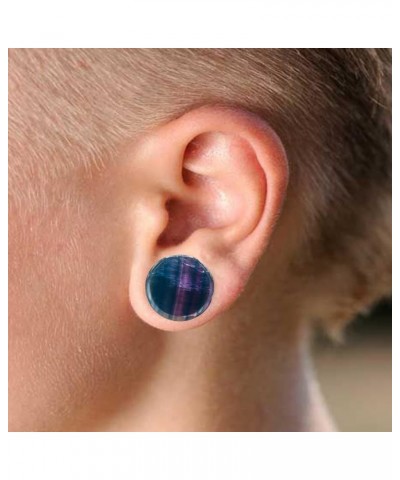 Pair of Rainbow Fluorite Single Flare Stone Ear Plugs Silicone O-Ring Expander Gauges 0ga - 1 inch E618 1/2 Inch(12mm) $13.68...