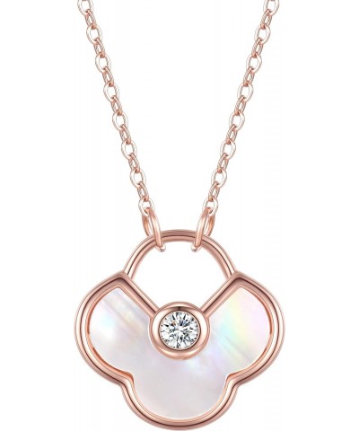 Four-clover shaped 18k rose gold plated S925 Shell necklace with a moissanite stone $14.44 Necklaces