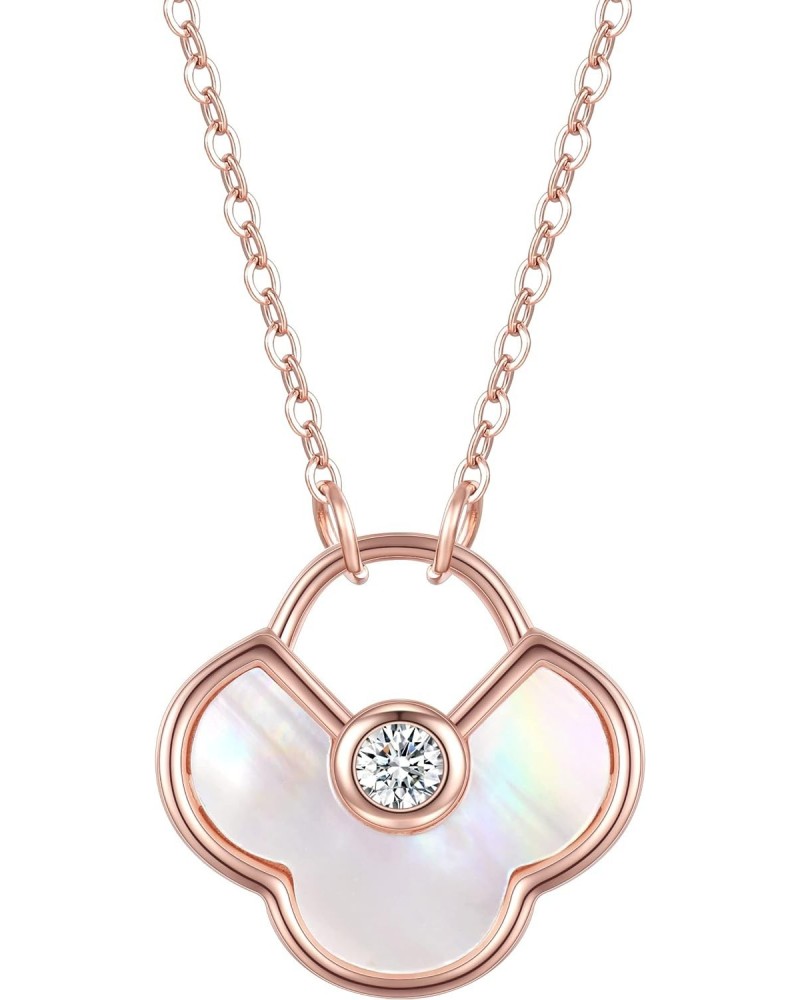 Four-clover shaped 18k rose gold plated S925 Shell necklace with a moissanite stone $14.44 Necklaces