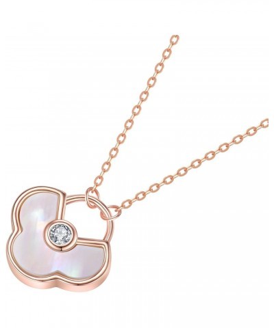 Four-clover shaped 18k rose gold plated S925 Shell necklace with a moissanite stone $14.44 Necklaces