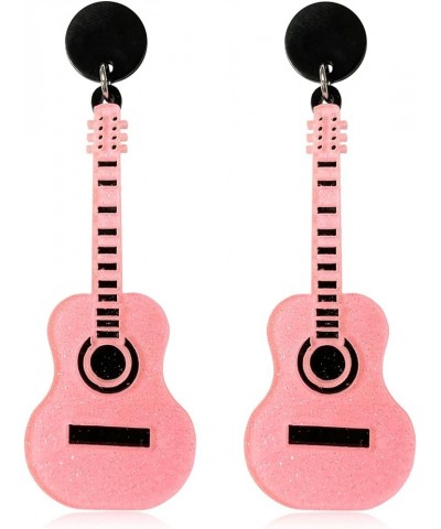 Cute Funny Lightweight Acrylic Instrument Music Bass Electric Guitar Dangle Drop Earrings for Women Girls Music Lovers Statem...