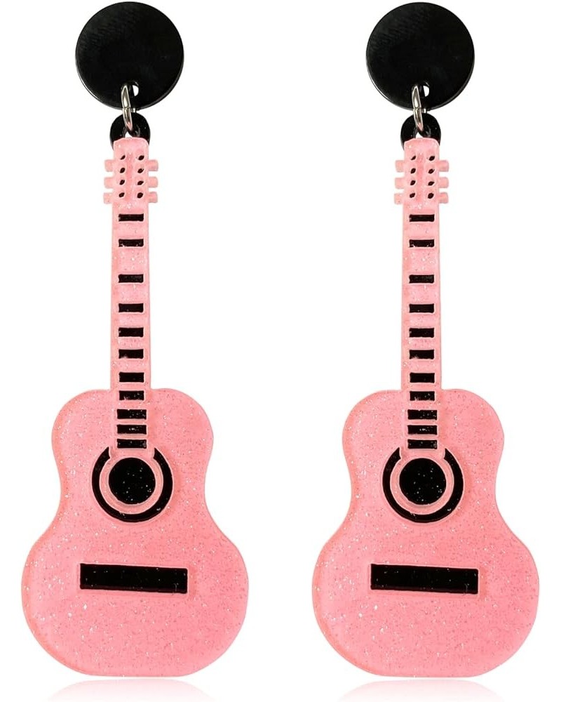 Cute Funny Lightweight Acrylic Instrument Music Bass Electric Guitar Dangle Drop Earrings for Women Girls Music Lovers Statem...