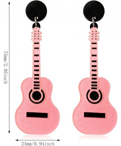 Cute Funny Lightweight Acrylic Instrument Music Bass Electric Guitar Dangle Drop Earrings for Women Girls Music Lovers Statem...