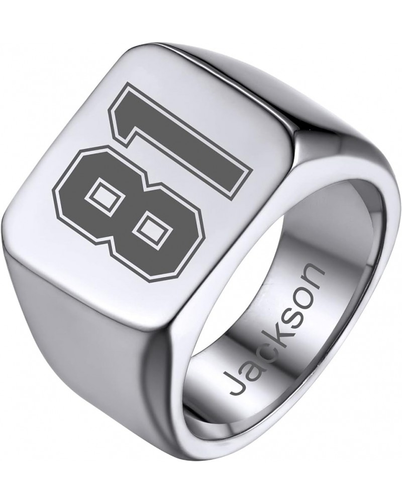 Personalized Signet Rings Men/Women, Stainless Steel Custom Photo Bold Square/Oval Monogram/Old English Initial Pinky Stackin...