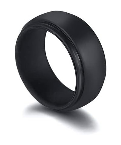 Silicone Couple Rings Her King & His Queen Matching Ring Set for Him Her 8MM Black Breathable Silicone Rubber Step Edge Dome ...