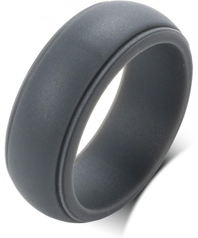 Silicone Couple Rings Her King & His Queen Matching Ring Set for Him Her 8MM Black Breathable Silicone Rubber Step Edge Dome ...