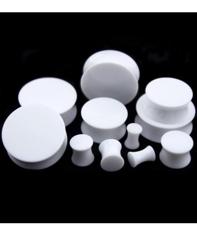 Pair 1/2" (12MM) WHITE ACRYLIC PLUGS Double Flare Gauges Solid Saddle Thin Ear Flesh Tunnels (2pcs) $6.06 Body Jewelry