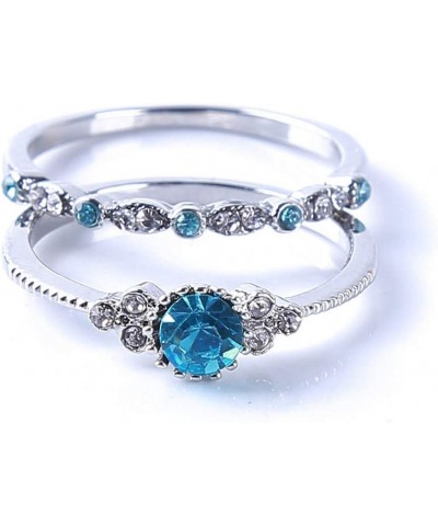 Fashion Women's Charm Rings Diamond Shiny Zircon Rings for Birthday Valentine's Day(Light blue Size 9) Light blue Size 8 $3.9...