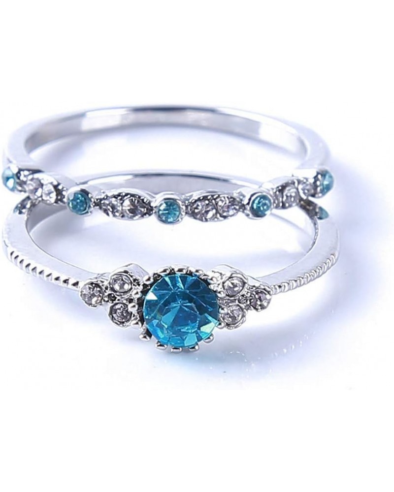 Fashion Women's Charm Rings Diamond Shiny Zircon Rings for Birthday Valentine's Day(Light blue Size 9) Light blue Size 8 $3.9...