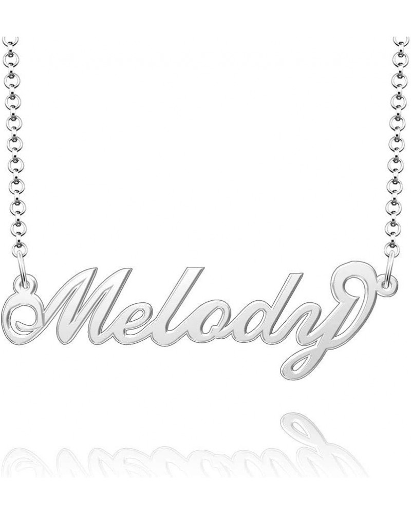 Name Necklace Personalized Gold Custom Name Plate Necklace Sterling Silver Melody-Silver $19.37 Necklaces