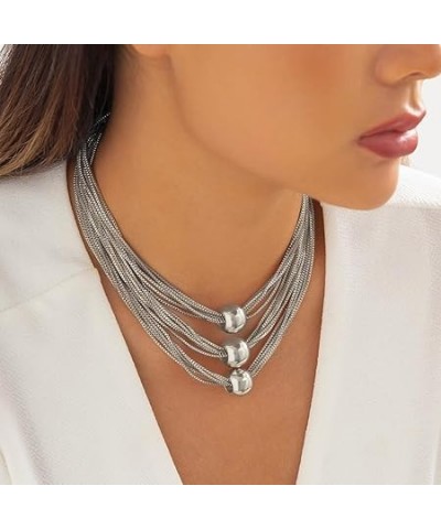 Silver Necklace Sphere Statement Necklaces Chains Geometric Ball Pendant Necklace Accessories for Women A $9.71 Necklaces