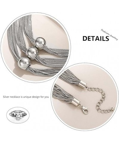 Silver Necklace Sphere Statement Necklaces Chains Geometric Ball Pendant Necklace Accessories for Women A $9.71 Necklaces