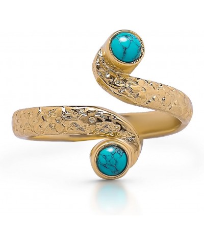 14K Gold Plated Synthetic Turquoise Adjustable Multistone Midi Knuckle/Toe Ring $19.14 Body Jewelry