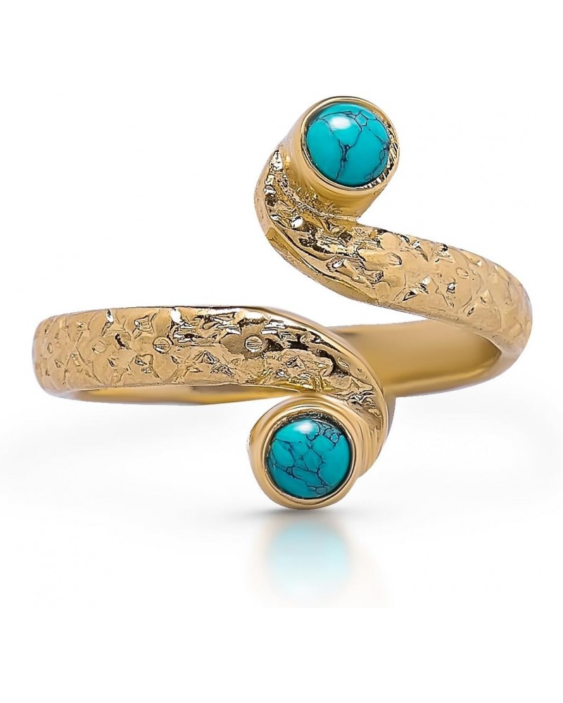 14K Gold Plated Synthetic Turquoise Adjustable Multistone Midi Knuckle/Toe Ring $19.14 Body Jewelry