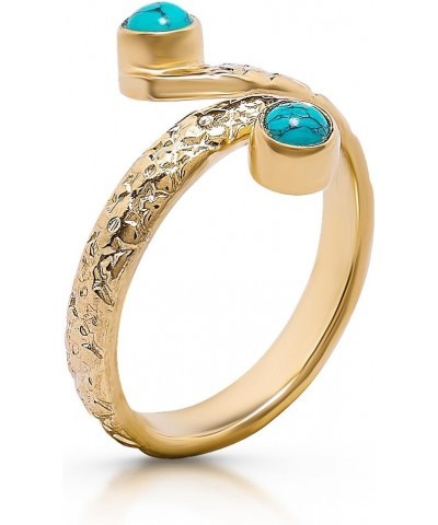 14K Gold Plated Synthetic Turquoise Adjustable Multistone Midi Knuckle/Toe Ring $19.14 Body Jewelry