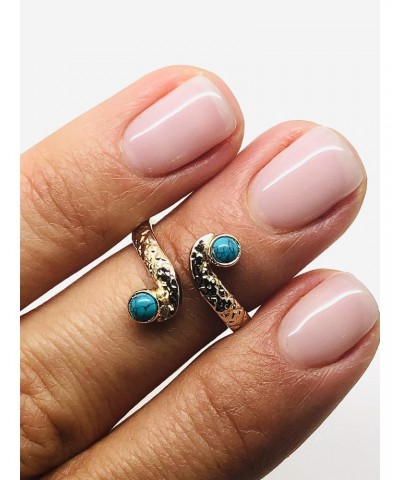 14K Gold Plated Synthetic Turquoise Adjustable Multistone Midi Knuckle/Toe Ring $19.14 Body Jewelry